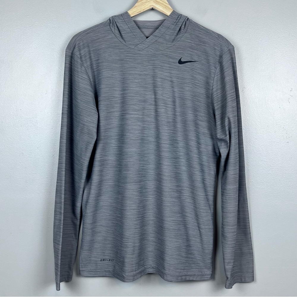 Nike Men's Dri-Fit Breathe Gray Long Sleeve Training Hoodie 832862 Size S; Gym